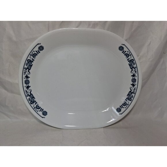 Vtg Corelle SERVING PLATTER Old Town Blue, 10"x 12.25 OVAL Oblong Plate - Picture 1 of 5